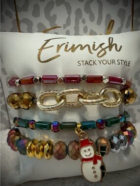 New ERIMISH Bracelets 4 Pc- Christmas - Custom Regular, Kids or Extended Size